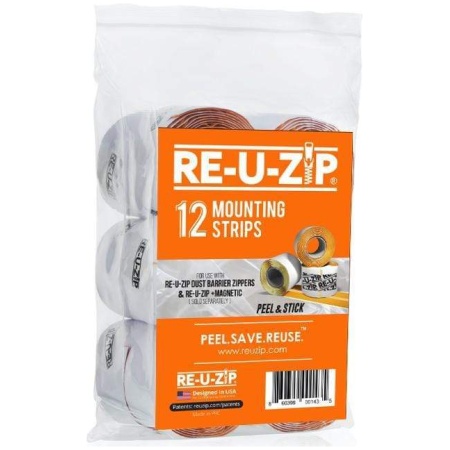 RE-U-ZIP Adhesive Mounting Strip Refills | 12 Pack