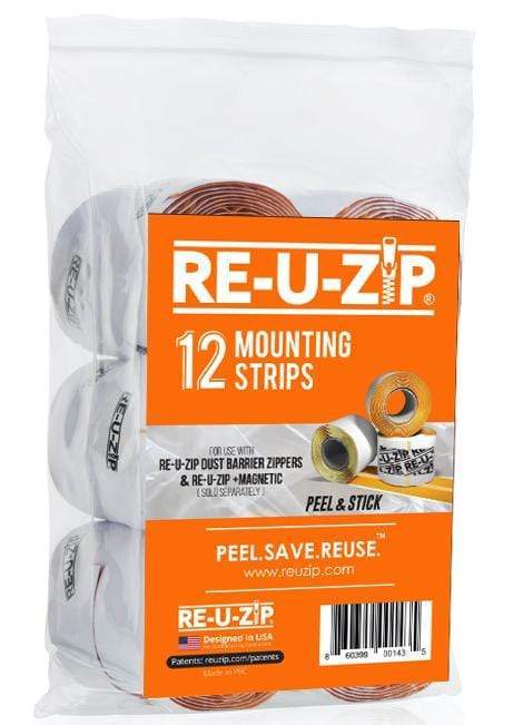 RE-U-ZIP Adhesive Mounting Strip Refills | 12 Pack